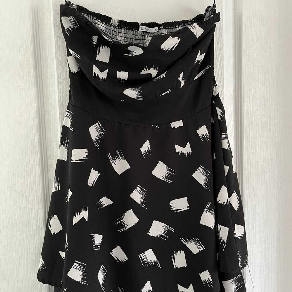 Black and White Strapless Dress from Katie